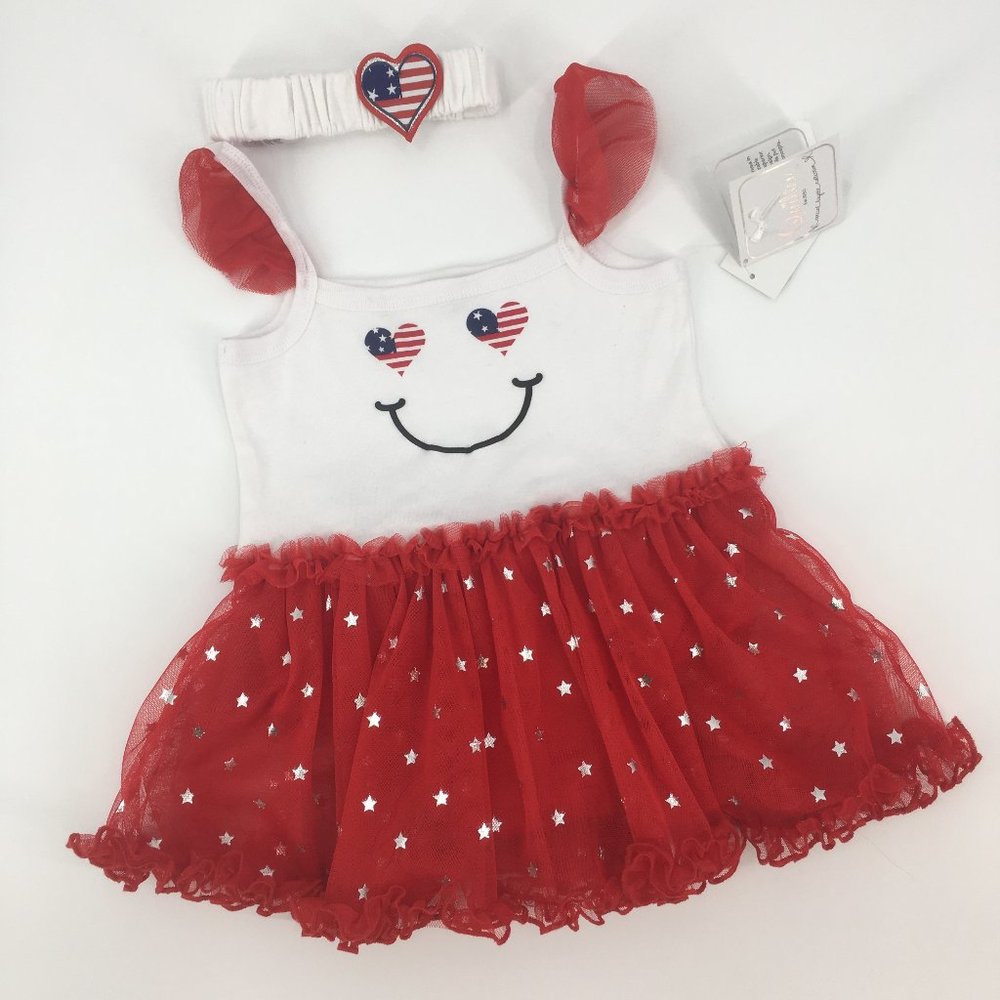 Quiltex 2Pc Dress & Headband USA Baby Girls 24M